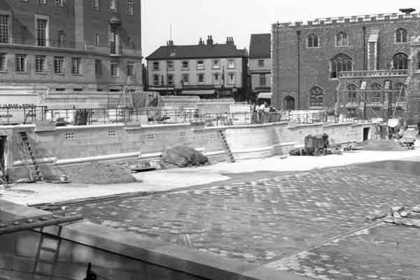 September 1938. Market Has been repaved & memorial gardens are almost completed