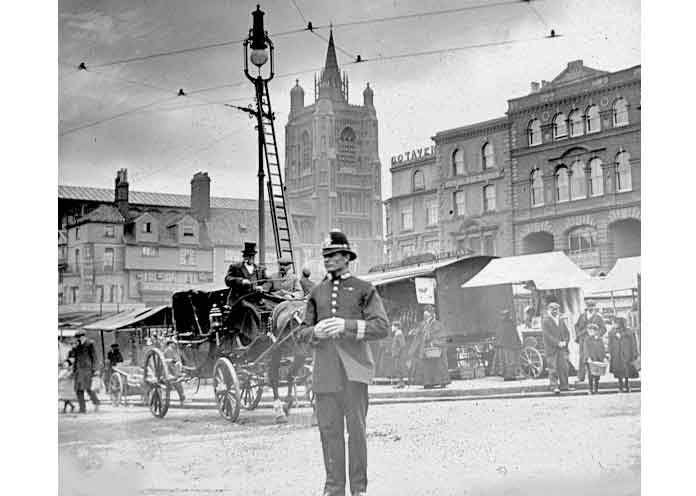 Police Man on Duty 
          Norwich Market 1890