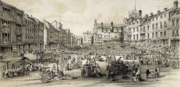 1850s print Norwich Market