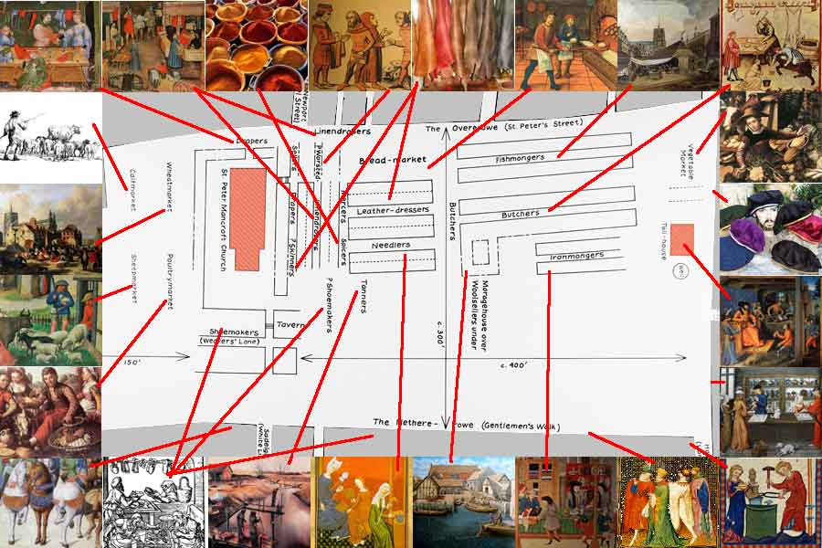 Norwich market plan in medieval times